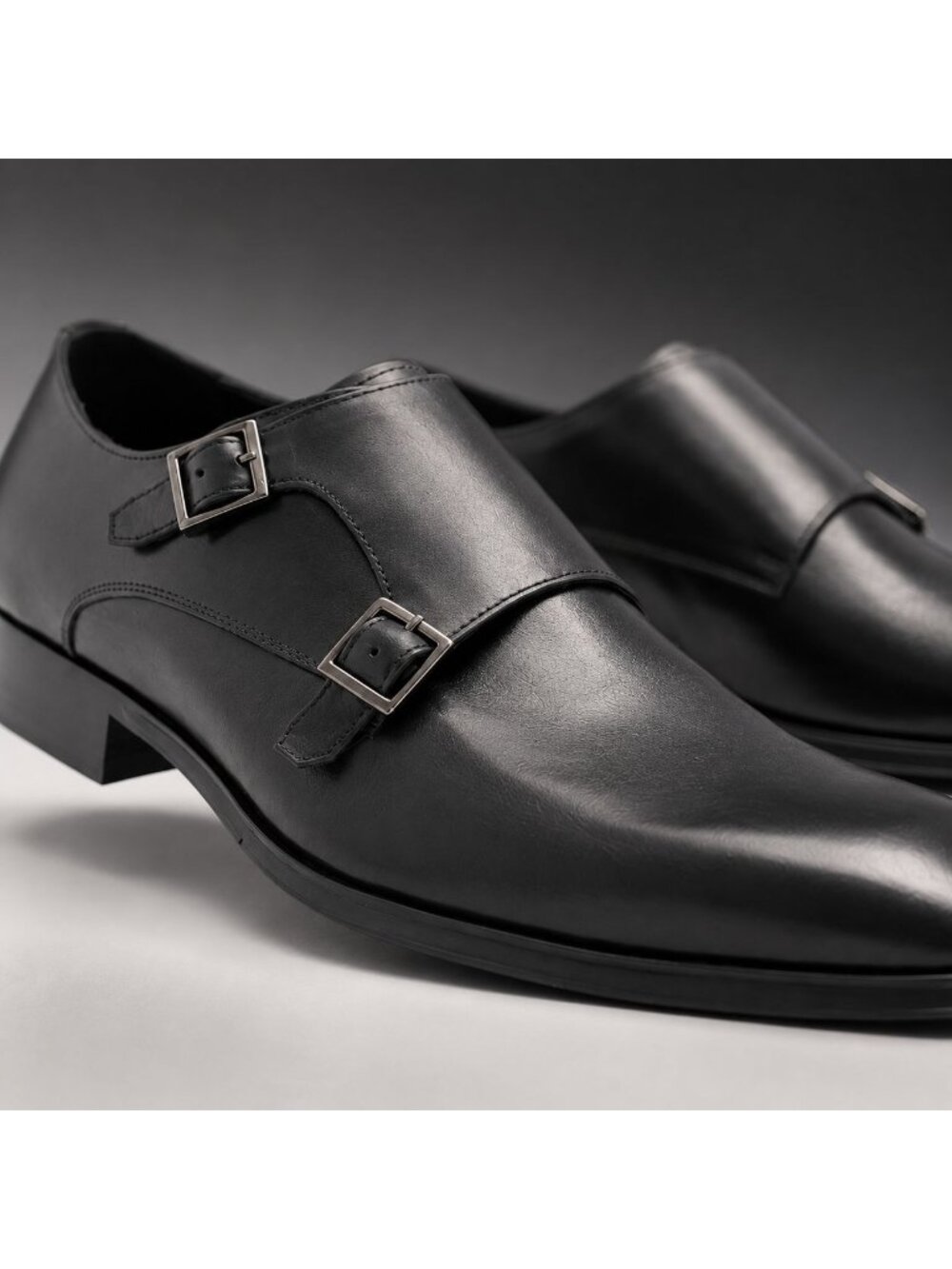 SD1 - Dune London Situation Black Leather Double Monk Strap Shoes Men’s 42/9 NIB